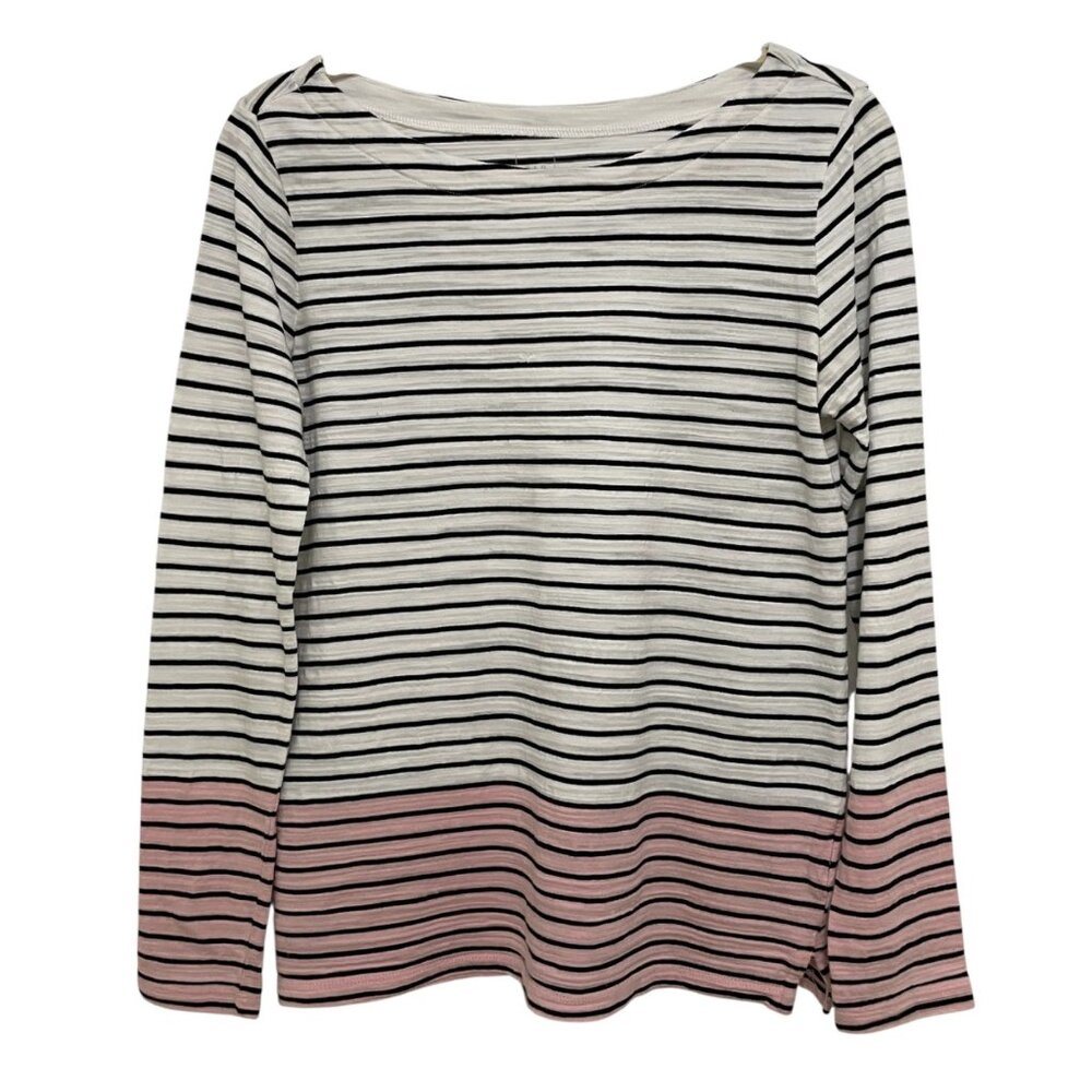 Gap Striped Long Sleeve Top Women Size S White‎ Black Pink Colorblock Nautical